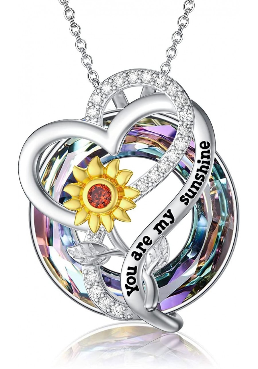 925 Sterling Sliver Crystal Necklace Sunflower/Lotus/Daisy/Tree of Life/Stethoscope Pendant Necklace for Women Girls $27.48 P...