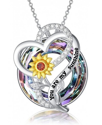 925 Sterling Sliver Crystal Necklace Sunflower/Lotus/Daisy/Tree of Life/Stethoscope Pendant Necklace for Women Girls $27.48 P...