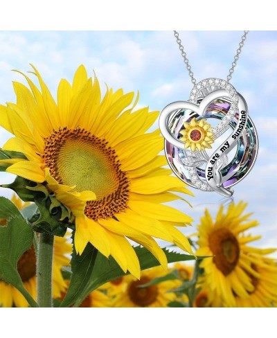 925 Sterling Sliver Crystal Necklace Sunflower/Lotus/Daisy/Tree of Life/Stethoscope Pendant Necklace for Women Girls $27.48 P...