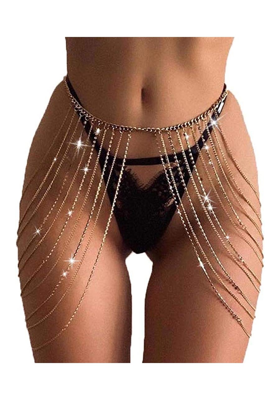 Rhinestone Body Chains Layered Crystal Waist Chain Beach Bikini Jewelry for Women $20.79 Body Chains