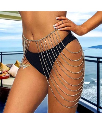 Rhinestone Body Chains Layered Crystal Waist Chain Beach Bikini Jewelry for Women $20.79 Body Chains