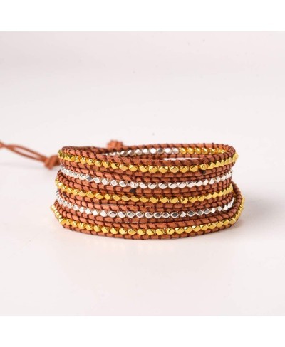Handmade Boho 4 Wrap Bracelet Gold and Silver and Brown for Women Collection $14.44 Wrap