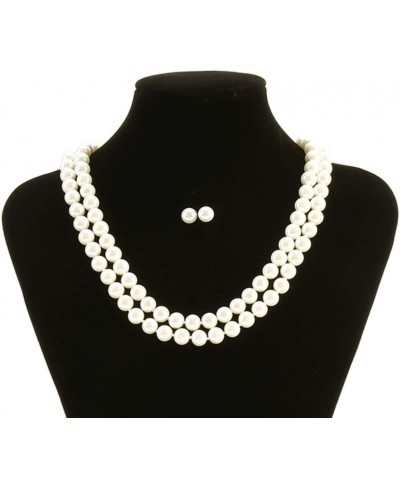 Hand Knotted Glass Imitation Pearls Necklace Bead Diameter 8mm for Women Girl (Pearl Color 2low 18in) $13.06 Jewelry Sets