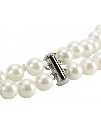 Hand Knotted Glass Imitation Pearls Necklace Bead Diameter 8mm for Women Girl (Pearl Color 2low 18in) $13.06 Jewelry Sets