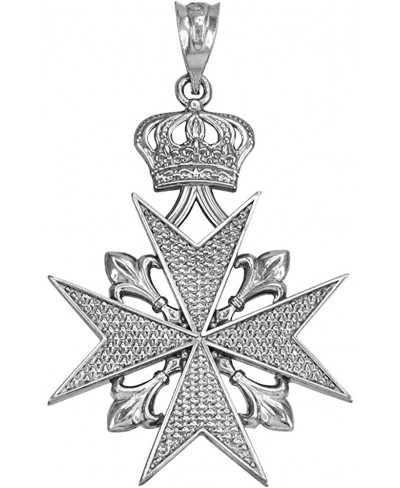 Sterling Silver Fleur-De-Lis Imperial Crown Maltese Cross Pendant $25.28 Pendants & Coins