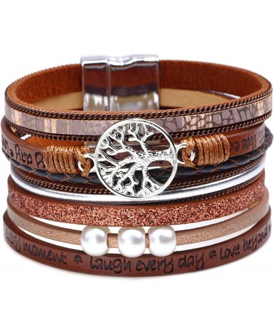 Women's Girls' Tree of Life Leather Bracelet Boho Tree of Life Handmade Bracelets – Halloween Christmas Birthday Gifts $11.98...