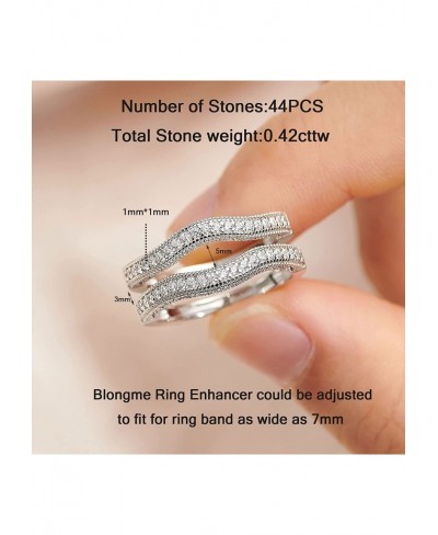 Ring Enhancer for Engagement Ring Curved Wedding Bands for Woman 925 Sterling Silver Ring Enhancer Guard Stackable AAAAA CZ S...