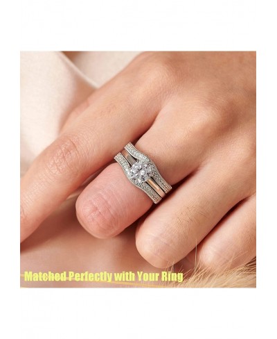 Ring Enhancer for Engagement Ring Curved Wedding Bands for Woman 925 Sterling Silver Ring Enhancer Guard Stackable AAAAA CZ S...