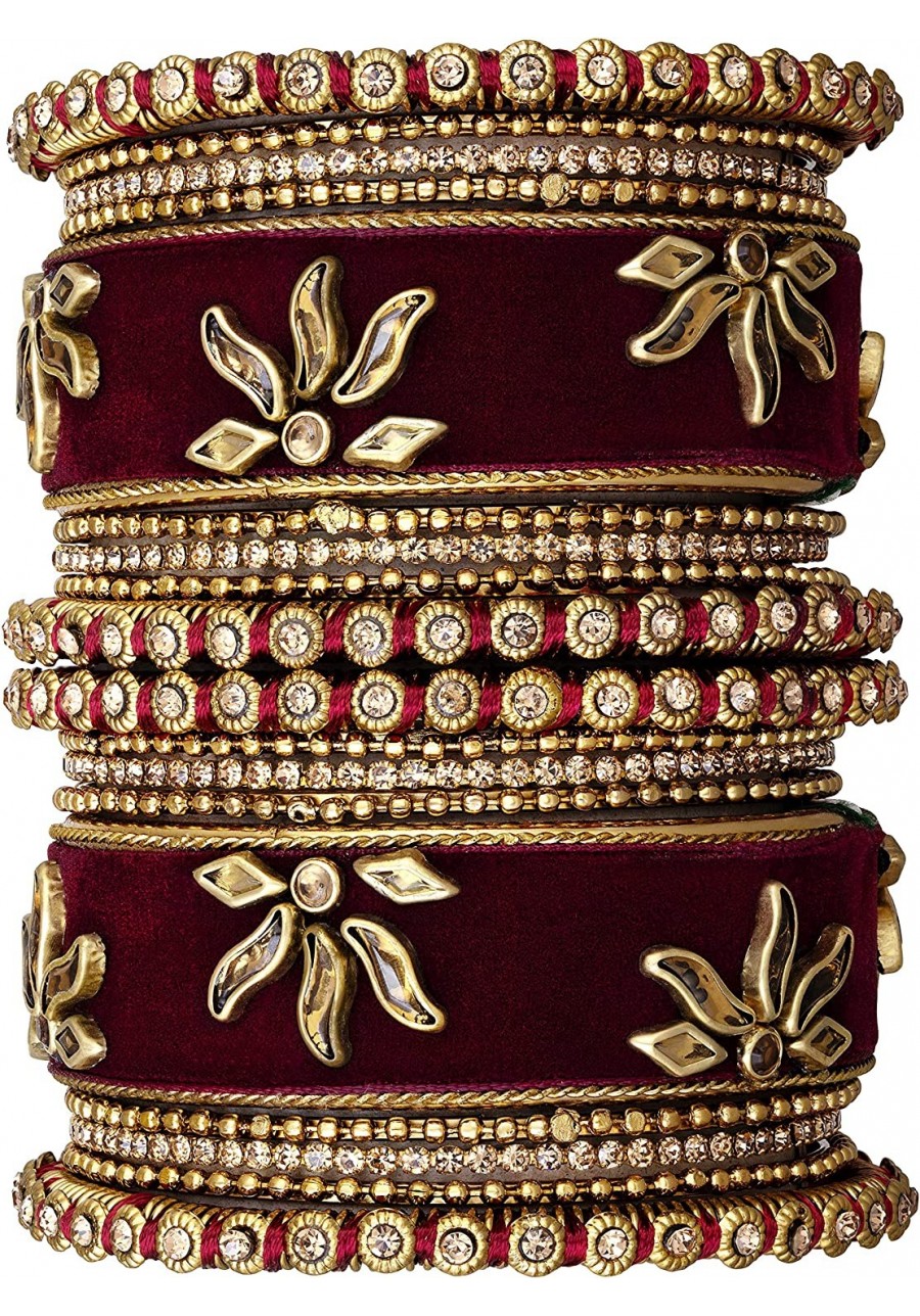 Velvet Faux Kundan Designer Bangle Chuda Set for Indian Traditonal Wedding Party Fashion Jewelry for Women $24.17 Strand