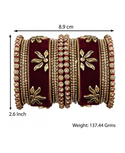 Velvet Faux Kundan Designer Bangle Chuda Set for Indian Traditonal Wedding Party Fashion Jewelry for Women $24.17 Strand