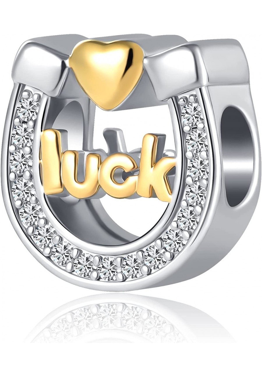 Luck Horseshoe Charms Gold Plated Heart Beads fit Women Pandora Bracelets $13.04 Charms & Charm Bracelets