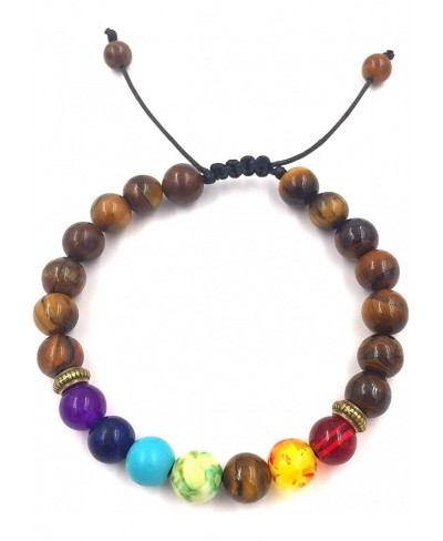 Handmade 8mm Lava Rock Colorful Natural Stone Beads Adjustable Link Chain Stretch Bangle Bracelets Friendship Couple Yoga Ess...