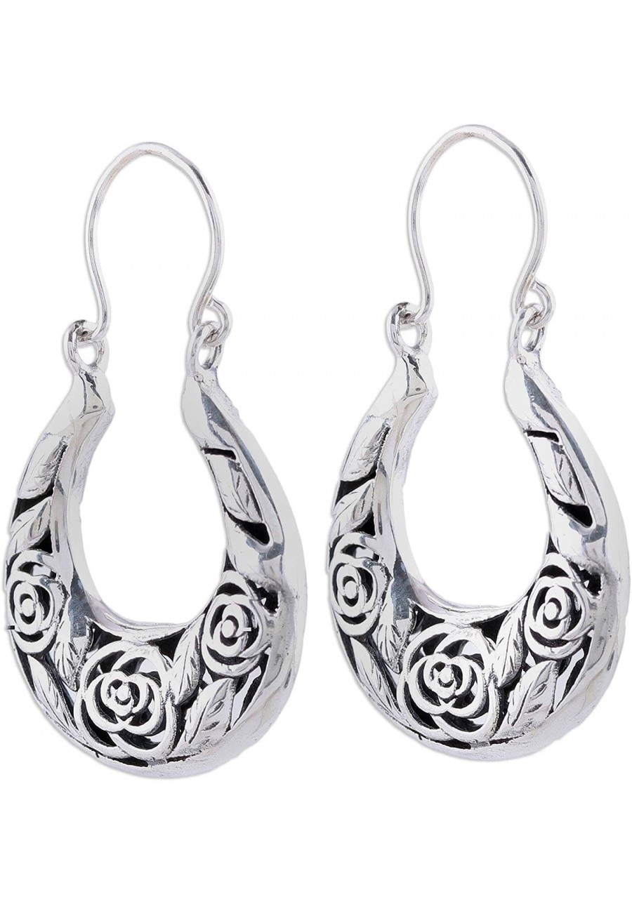 .925 Sterling Silver Hoop Earrings Ring Around the Roses' $37.72 Hoop