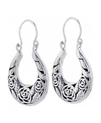 .925 Sterling Silver Hoop Earrings Ring Around the Roses' $37.72 Hoop