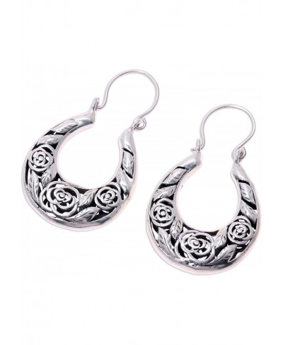 .925 Sterling Silver Hoop Earrings Ring Around the Roses' $37.72 Hoop