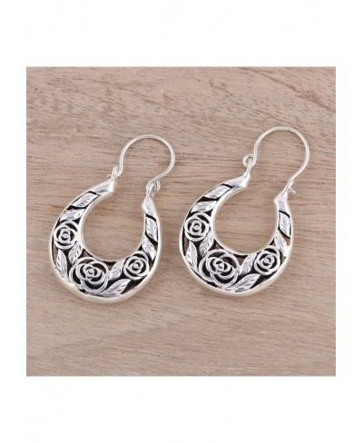 .925 Sterling Silver Hoop Earrings Ring Around the Roses' $37.72 Hoop