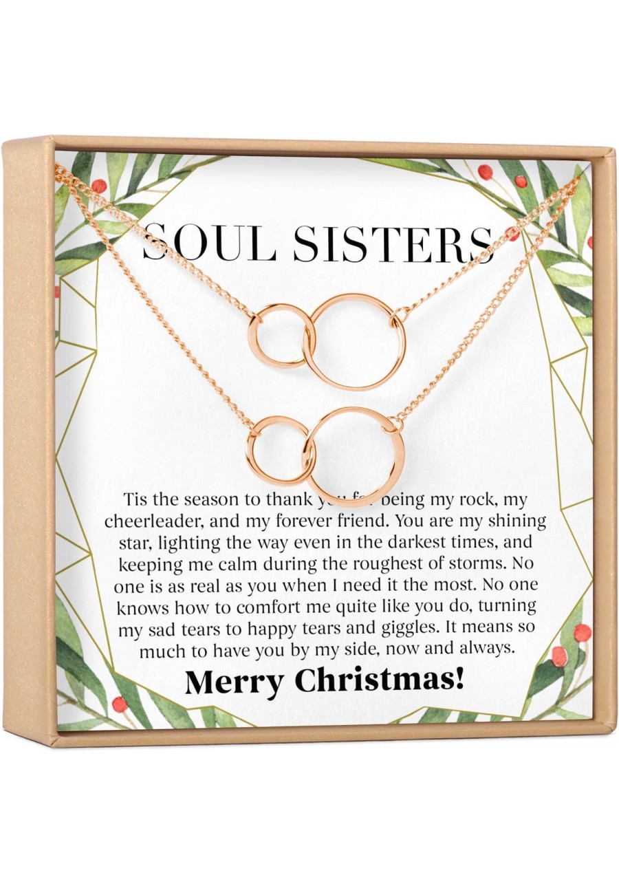 Soul Sisters Christmas Necklace - Jewelry xmas presents for best friends sisters BFFs friends and loved ones Gift Ideas Heart...