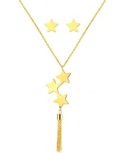 FOCALOOK Lariat Jewelry 3 Layers Multilayer 18K Gold Plated Charm Lariat Lock Heart Cross Star of David Evil Eye Hand of Fati...