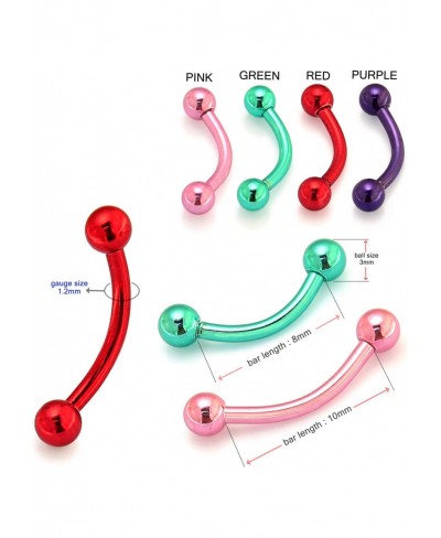 16Gx3/8(1.2x10MM) NEON Anodized Over 316L Surgical Steel with 3MM Ball Eyebrow Jewelry $7.53 Piercing Jewelry