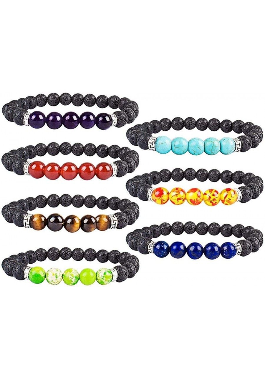 7 Chakra Bracelets Lava Stone Diffuser Bracelet Aromatherapy Essential Oil Bracelet Anxiety Calming Bracelet Meditation Beade...