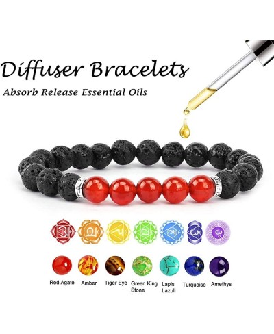 7 Chakra Bracelets Lava Stone Diffuser Bracelet Aromatherapy Essential Oil Bracelet Anxiety Calming Bracelet Meditation Beade...