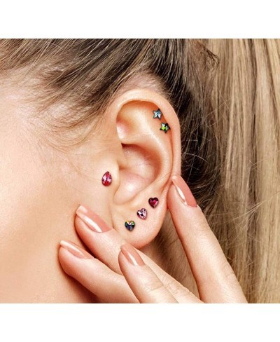 Heart Crystal Top 316L Surgical Steel Cartilage Tragus Barbell Stud $17.25 Piercing Jewelry