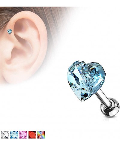 Heart Crystal Top 316L Surgical Steel Cartilage Tragus Barbell Stud $17.25 Piercing Jewelry