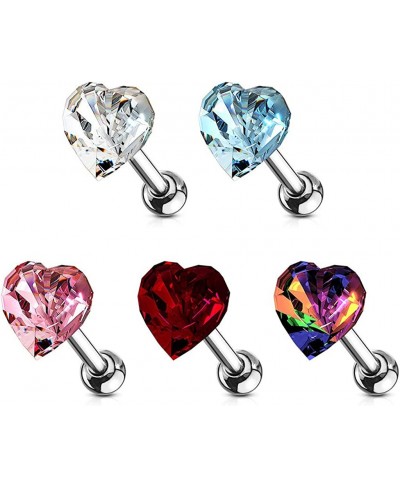 Heart Crystal Top 316L Surgical Steel Cartilage Tragus Barbell Stud $17.25 Piercing Jewelry