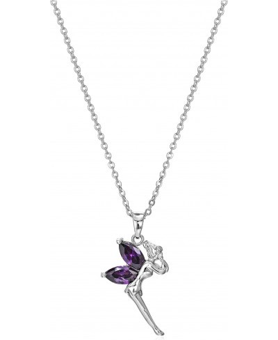 Fairy Tinkerbell Pendant Necklace Stud Earrings with Zirconia Crystals 18K White Gold Plated Jewelry Set for Women $31.91 Jew...