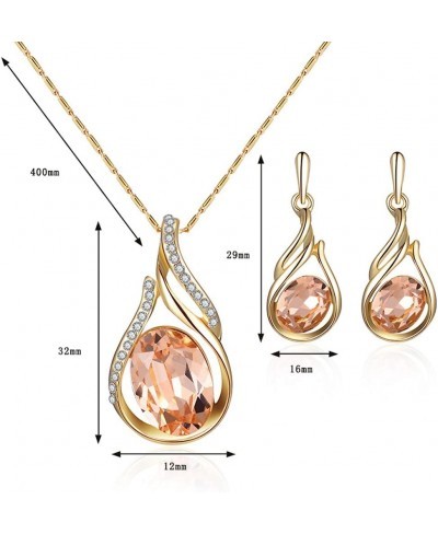 Exquisite Stylish Pendant Women Rhinestone Oval Faux Quartz Pendant Ear Stud Earrings Necklace Jewelry Set for Women Jewelry ...