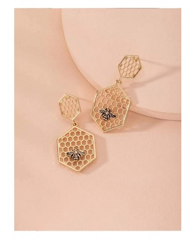 Gold Sliver Geometric Dangle Earrings for Women Stylish Statement Drop Earrings Cute Bee Earrings for Teen Girls $9.44 Drop &...
