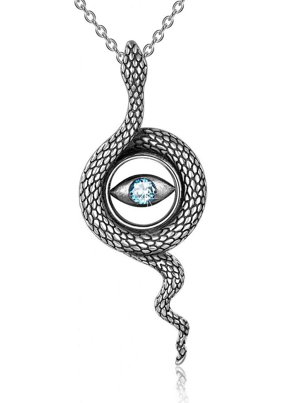 Snake Necklace Sterling Silver Evil Eye Snake Pendant Necklace Christmas Snake Jewelry Gifts For Women Mom $22.88 Pendant Nec...