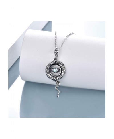 Snake Necklace Sterling Silver Evil Eye Snake Pendant Necklace Christmas Snake Jewelry Gifts For Women Mom $22.88 Pendant Nec...