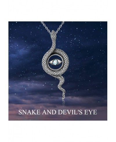 Snake Necklace Sterling Silver Evil Eye Snake Pendant Necklace Christmas Snake Jewelry Gifts For Women Mom $22.88 Pendant Nec...