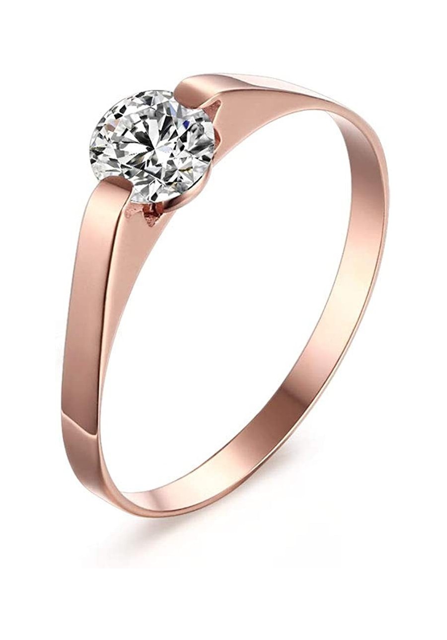 Customize Stainless Steel Cubic Zirconia Tension Set Rose Gold Plated Brilliant Wedding Engagement Ring $10.11 Engagement Rings