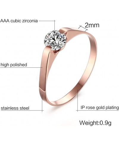 Customize Stainless Steel Cubic Zirconia Tension Set Rose Gold Plated Brilliant Wedding Engagement Ring $10.11 Engagement Rings