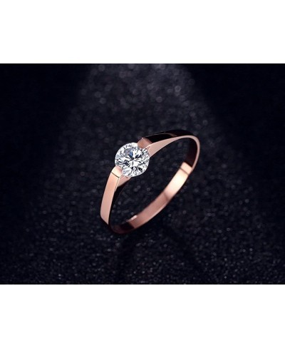 Customize Stainless Steel Cubic Zirconia Tension Set Rose Gold Plated Brilliant Wedding Engagement Ring $10.11 Engagement Rings