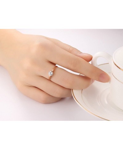 Customize Stainless Steel Cubic Zirconia Tension Set Rose Gold Plated Brilliant Wedding Engagement Ring $10.11 Engagement Rings