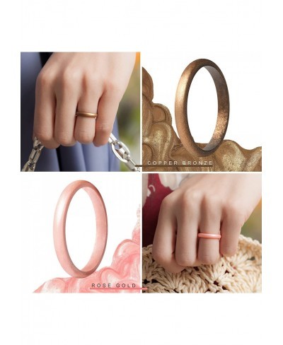 Women's Thin and Stackable - Silicone Rings Wedding Bands - Promise rings 2.5mm Width - 2mm Thick $10.51 Wedding Bands