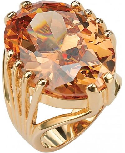 Gold-Plated Oval Cut Champagne Cubic Zirconia Cocktail Ring $43.05 Statement