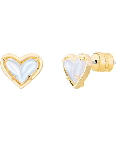 • Heart Dichroic Glass Stud 14K Gold Plated Earrings • Dainty Heart • sterling silver Post • Translucent Mermaid $17.87 Stud
