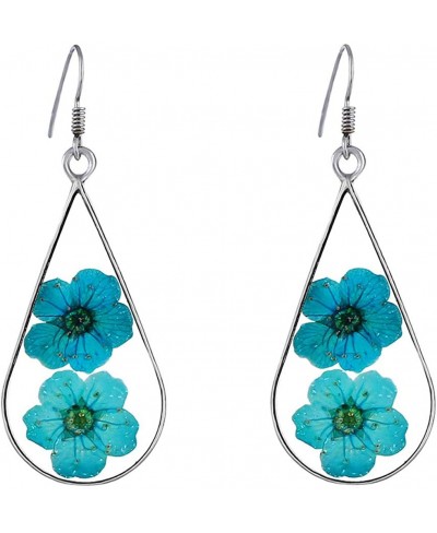 Pressed Natural Flower Teardrop Earrings Chandelier Resin Hook Drop Dangle Women Silver-tone $11.97 Drop & Dangle