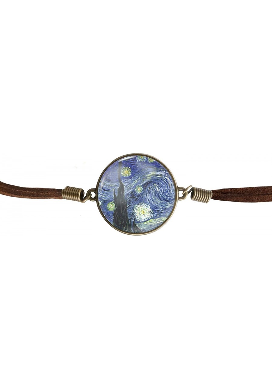 Vincent Van Gogh Starry Night Leather Bracelet Wristband $21.23 Strand