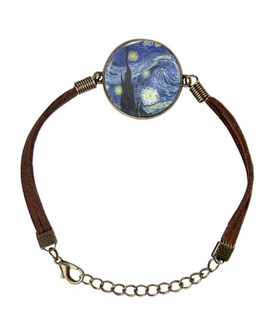 Vincent Van Gogh Starry Night Leather Bracelet Wristband $21.23 Strand