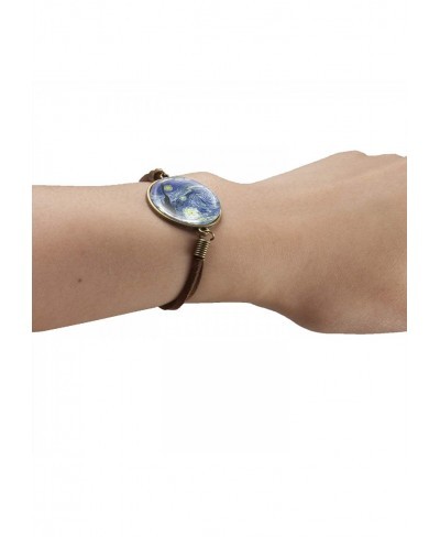 Vincent Van Gogh Starry Night Leather Bracelet Wristband $21.23 Strand