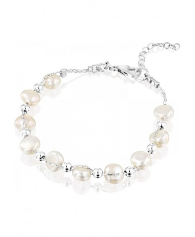 Entwined Cultured Pearl and Sterling Silver Beads 17.7" Chain Necklace or 7.3" Bracelet with Bonus Sterling Pearl Studs $27.8...