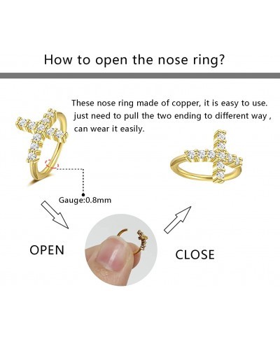 16Pcs 20G Stainless Steel Nose Rings Hoop for Women Men Paved CZ Cartilage Earring Hoop Cute Butterfly Flower Nose Piercing J...