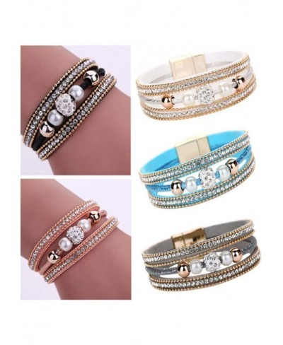 Wristband Bracelet Pu Leather Multi Layer Punk Crystal Chain Bangle Gift Wrap Bracelets Black $6.19 Wrap