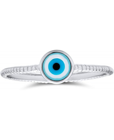 Minimalist Simple 925 Sterling Silver Midi Knuckle 1MM Band Stackable Evil Eye Ring For Teen For Girlfriend $21.45 Bands