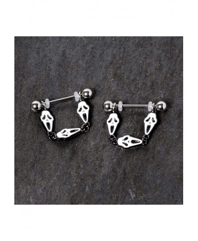 14G Womens Nipplerings Piercing 316L Steel 2Pc Screaming Ghost Dangle Nipple Ring Set 9/16 $21.80 Piercing Jewelry